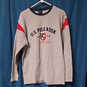 U.S. Polo Assn. Gray Sweatshirt with Red Details